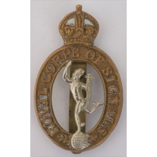 Royal Corps of Signals wartime King's Crown cap badge 