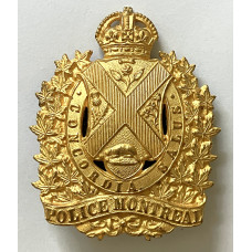 Montreal City Police gilded King's Crown cap badge