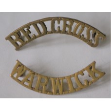 Red Cross shoulder badge - Warwickshire