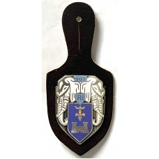 107th Infantry Regiment unit badge on its original leather fob