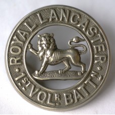 Royal Lancaster Regiment 1st Volunteer Battalion blue cloth helmet plate centerpiece 