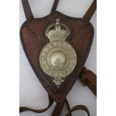 Manchester Police mounted unit pre 1953 King's Crown Martingale Badge and bridle fittings 