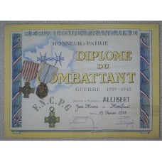 Combatant Cross and War Commemorative Medal with certificate to a French Prisoner of War 