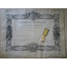 1855 Medaille Militaire certificate to a Sergeant wounded at Sebastopol with later copy medal 