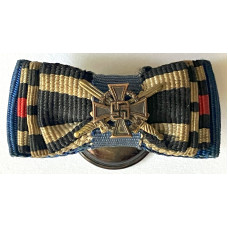 4 piece ribbon bow with Faithful Service Medal device & crossed swords