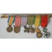 French WWI miniature bravery medal group of 6 awards on a gilded metal bar
