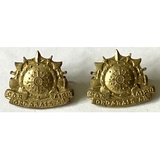 Irish Army Ordnance Corps brass collar badges