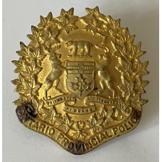 Ontario Provincial Police early gilded brass cap badge