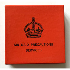 WW2 Air Raid Precautions badge original box of issue