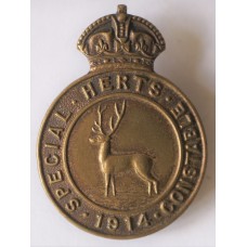 Hertfordshire Special Constabulary 1914 badge 