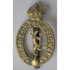 Royal Corps of Signals wartime King's Crown cast cap badge 
